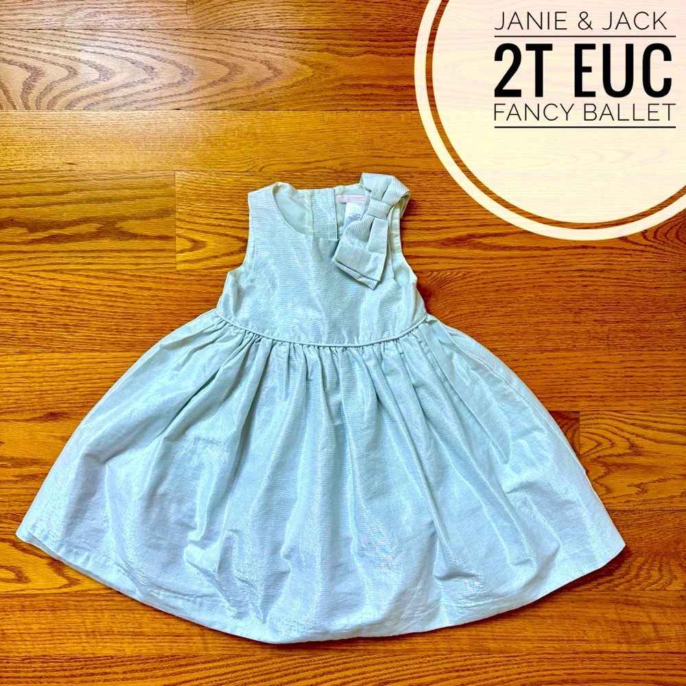 EUC 2T Janie and Jack Fancy Ballet Silver Shimmery Dress